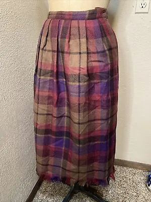 Vintage Victoire Size 6 Wool With Satin Lining Multicolor Wool Skirt • $17.99