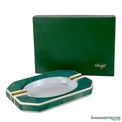 Vintage Davidoff Of Geneva Porcelain Green Marbled Cigar Ashtray W/ Box • $600