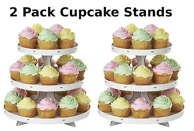 2 Pack Round Cupcake Stand 3-Tier White Cake Dessert Wedding Display Tower Party • $14.99