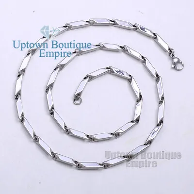 18-36  Silver Men's Stainless Steel 4mm Arrow Bullet Stick Necklace Chain Link • $12.73