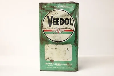 Vintage Green Veedol 1 Gallon Oil Tin Can Advertising -R • $19.99