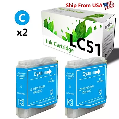 (2-PackCyan) LC 51 LC51 Ink Cartridge For DCP-130C MFC-240C Printer • $8.99