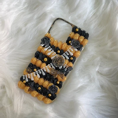 $40 • Buy Black Gold Decoden Phone Case Handmade Diy