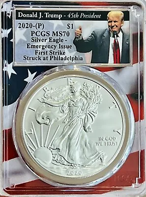 🔥2020 (P) American Silver Eagle PCGS-MS 70 Emergency Issue D.J. TRUMP (RARE) • $5000