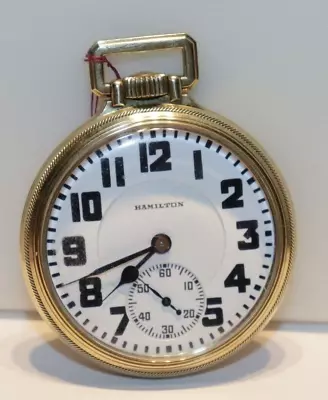 1928 14k GF Hamilton Pocket Watch 992 16s 21j (Runs) • $0.99