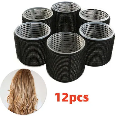 12xJumbo Self Grip Hair Rollers Extra Large 60mm Bouncy Curl Salon Styling Tools • £8.35