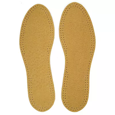 Brown Natural Leather Shoe Insoles Unisex Self-adhesive Genuine Inner Sole [85] • £3.99