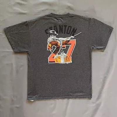 Giancarlo Stanton Florida Marlins T Shirt Mens Large Gray #27 Majestic MLB Used • $10.07