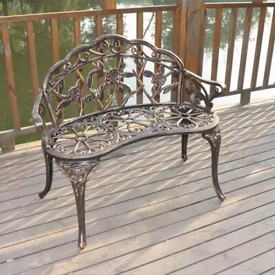 High Quality Patio Park Garden Bench Porch Path Chair Seat Cast Aluminum & Iron • $85.59