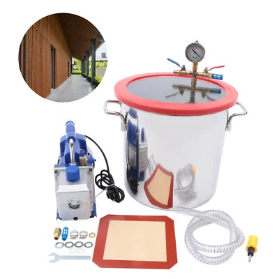 $155 • Buy 110V 5 Gallon Vacuum Chamber With 5 CFM Vacuum Pump Degassing Chamber 1/3HP 