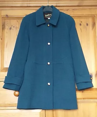 Ladies DAVID BARRY Petrol Blue Wool & Cashmere Blend Warm Winter Coat. Size 14 • £19.99