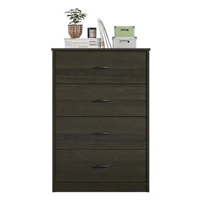 $57.42 • Buy Espresso 4 Drawer Dresser Chest Of Drawers Bedroom Nightstand Storage Cabinet US
