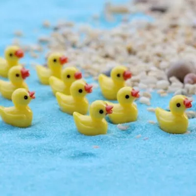 10x Miniature Resin Yellow Ducks Dollhouse Craft Fairy Garden Bonsai Decor Sh • £3.24