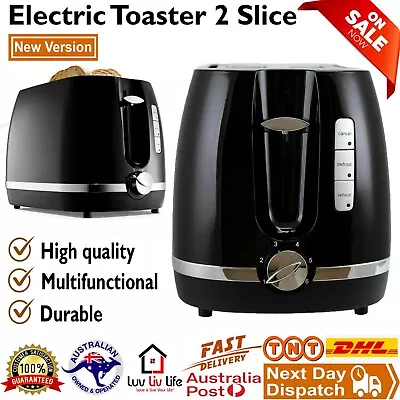 $33.31 • Buy Toaster 2 Slice Electric Black & Silver With Warming Rack Crumb Tray Toast Slot