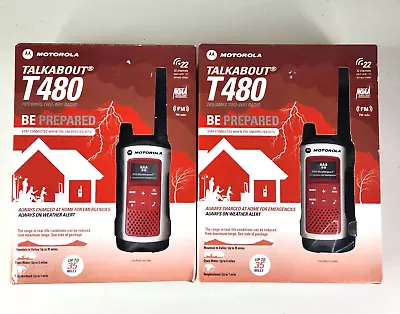 2 Motorola Talkabout T480 Walkie Talkie Set 35 Mile Two Way FM Radio NOAA PTT • $98.85