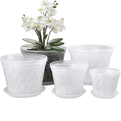 $11.16 • Buy Clear Orchid Pots With Holes Plastic Flower Planter Breathable Controlled Roots