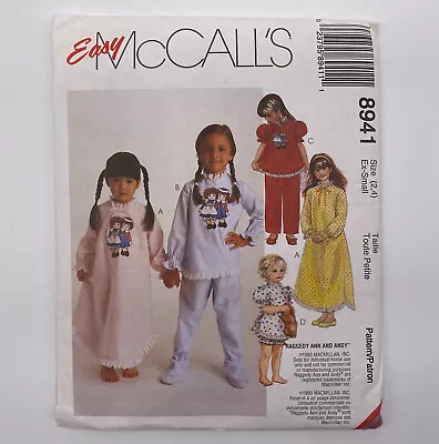 McCalls Sewing Pattern 8941 Childrens Nightgown Pajamas Sizes 2 4 Uncut • $5