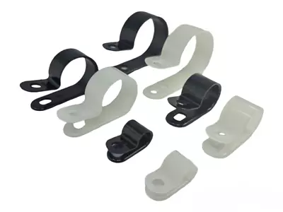 £9.99 • Buy Black & White Nylon Plastic P Clips - High Quality Fasteners For Cable & Tubing