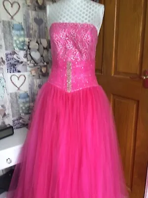 £27.99 • Buy Ladies Teens Gorgeous Full Skirt Netted Pink Prom Dress Size 8 NWOT