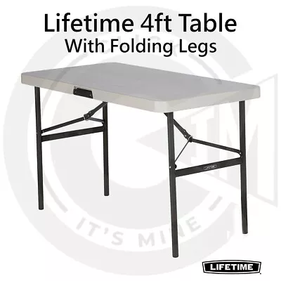 Lifetime 4ft Commercial Grade Table With Folding Legs Compact Easy Storage Carry • £74.99