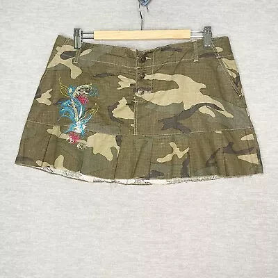 Vtg Y2K Mini Pleated Skirt Grunge Size XL Camo Micro Early 2000s Zoey Beth • $34.99