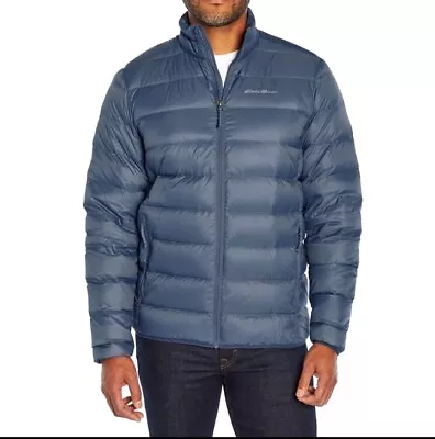 New Eddie Bauer Men's Packable Down Jacket Size LARGE Water Repellent Lite Blue • $64.99