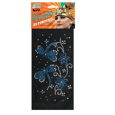 Rhinestones Danbando Bandanna Head Wrap Headband E Z Pony Tail Dragonfly Bling • $12.95