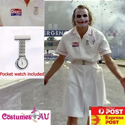 Mens Twisted Joker Costume Batman Nurse Scary Zombie Halloween Party Fancy Dress • $37.99