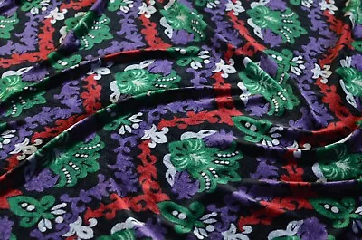 2 Yd/Vintage Mulberry Silk Velvet Fabric Luxury Oriental Cloth Uzbek Textile • $60