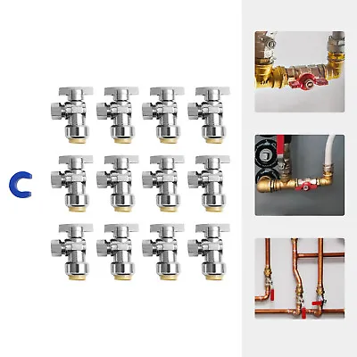 12PC 1/2 X 3/8 Inch Compression Shut Off Valve Push To Connect Angle Stop Valve • $52