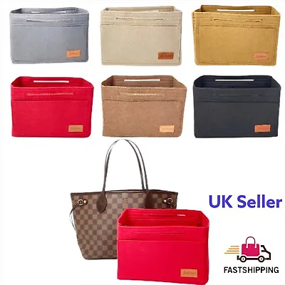 Johan LV Ladies Felt Handbag Organizer Travel Make Up Insert Liner Purse ML&XL  • £17.99