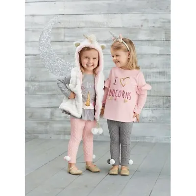 Mud Pie E9 Dream In Glitter Baby Girl Unicorn Sequin Ruffle Tee 15100039 Choose • $15