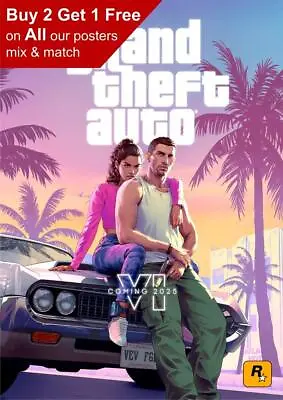 Grand Theft Auto 6 GTA VI Promo Game Poster • £3.99