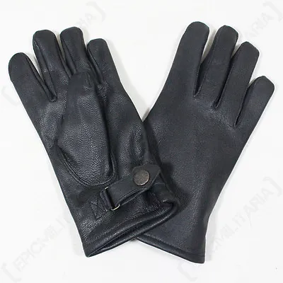 German Army Lined Leather Gloves - Winter Lined Military Combat Black Mens New • $39.95