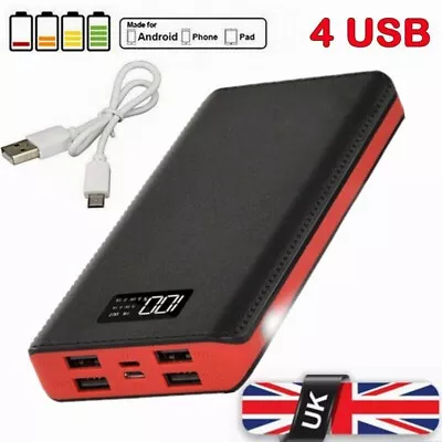 9000000mAh Power Bank 4 USB Fast Charger Battery Pack Portable For Mobile Phone • £16.79