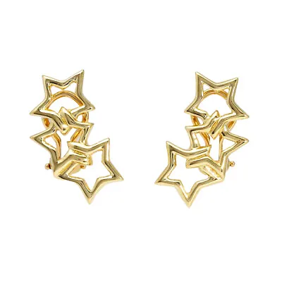 Tiffany & Co. Triple Star Earrings K 18 YG Yellow Gold  Ladies Authentic #00339 • $993.99