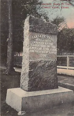 Council Grove Kansas~santa Fe Trail Monument~1909 Tinted Photo Postcard • $7.24