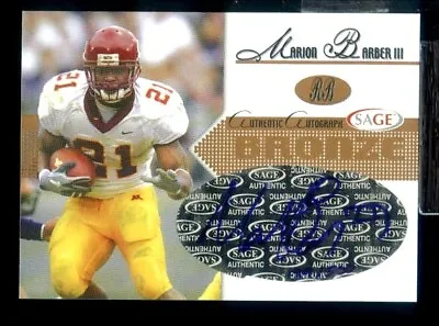 Marion Barber Certified Autograph Signed Auto Minnesota 2005 SAGE Hit Card #/500 • $20