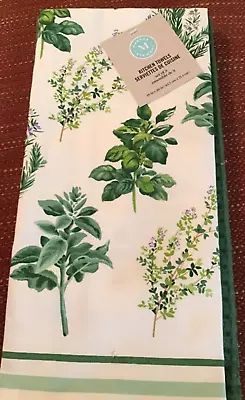 Martha Stewart Kitchen Dish Towels (3) Herbs Green White Cotton Nwt • $18.99