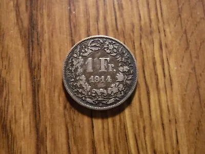 Switzerland 1 Franc 1914 B Silver Coin (309) • $4.99