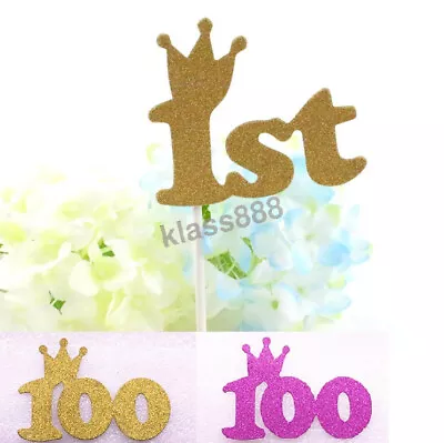 1-Year-Old 100 Days Glitter Birthday Celebration Cake Topper Party Decoration • $5.75