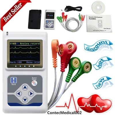 New 3 Channel 24 Hours Dynamic ECG Holter EKG Electrocardiographsoftware USB • £266