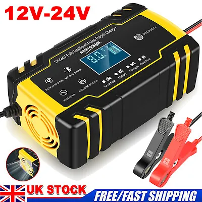 Smart Car Battery Charger 12V 24V 8A Intelligent Automatic Pulse Repair AGM GEL  • £14.99