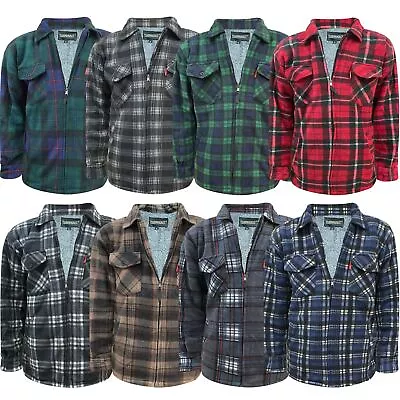 Mens Padded Shirt Sherpa Fur Fleece Lined Lumberjack Flannel Work Thick Jacket • £18.99