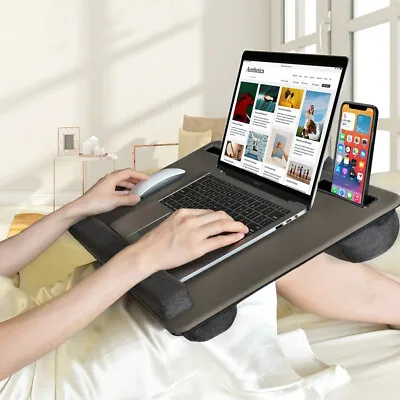 Laptop Tray With Cushion Knee Notebook Laptop Stand Portable Table Phone Slot UK • £18.95