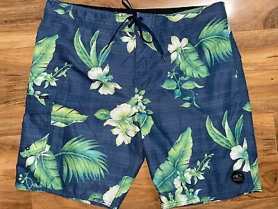 NEW O'Neill Men's Blue & Green Floral Polyester Board Shorts Sz 40 • $17.56