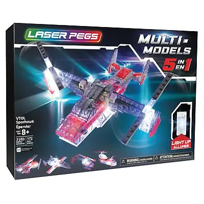 Laser Pegs VTOL Sparhawk 5 In 1 Multi Models 3 Light Up LED Bricks 172 Pieces • $25.15