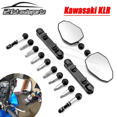 Adventure ADV Motorcycle Mirrors Ball Mount For Kawasaki KLR650 KLR 250 650 • $69.99