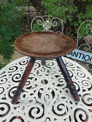 Antique Welsh 19th Century Sycamore Make Do And Mend 3 Legged Stool • £145