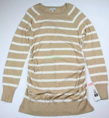 New Women's Maternity Long Sweater Brown Stripe Liz Lange Neck NWT Size Medium • $10.87